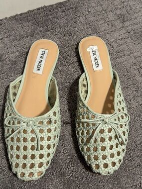 Steve Madden Mint Green Woven Slip-On Mules
